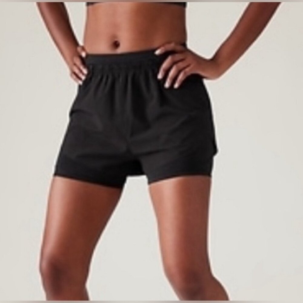 ATHLETA Mile Marker 2 in 1 Shorts Black Small - Picture 4 of 15